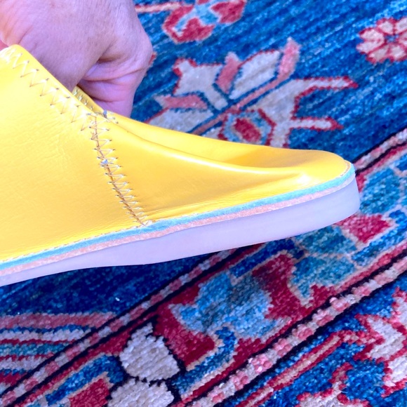 Yellow Moroccan Fes Hand Tooled Leather Women's Slip-On Shoes - Picture 5 of 7